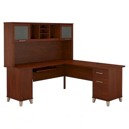 Bush Furniture Somerset 72W L Shaped Desk with Storage Hutch