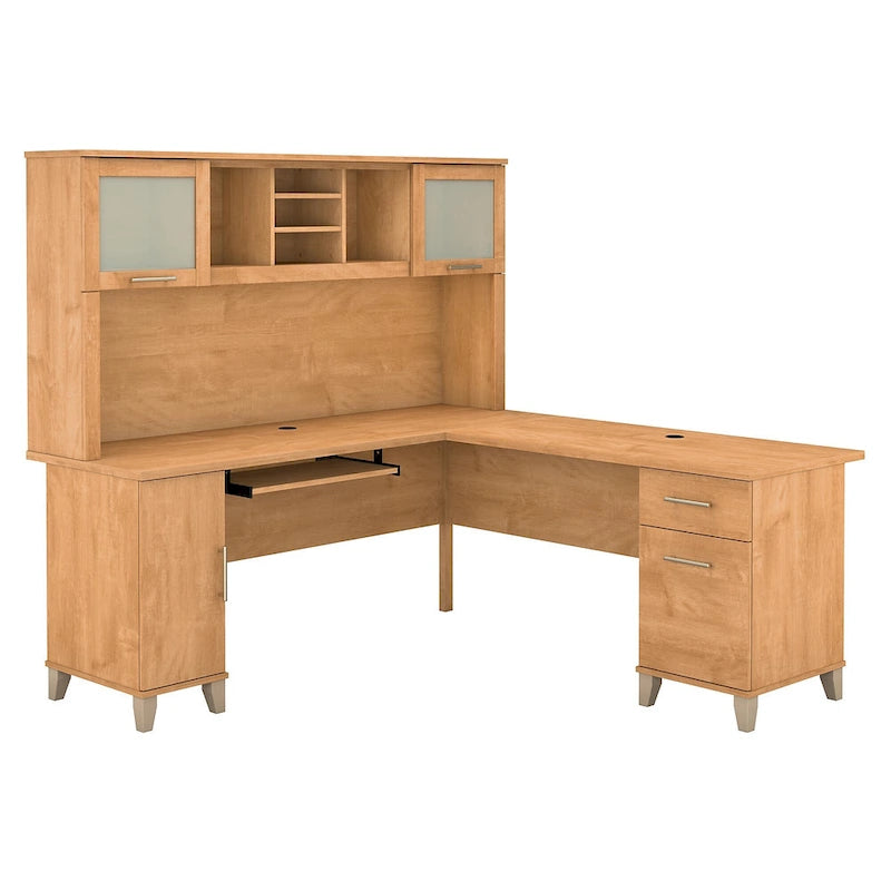 Bush Furniture Somerset 72W L Shaped Desk with Storage Hutch