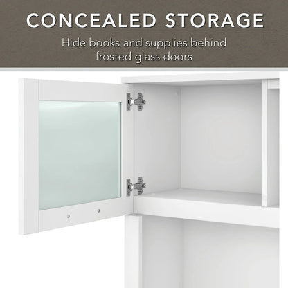 Bush Furniture Somerset 72W L Shaped Desk with Storage Hutch