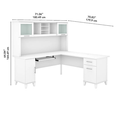 Bush Furniture Somerset 72W L Shaped Desk with Storage Hutch