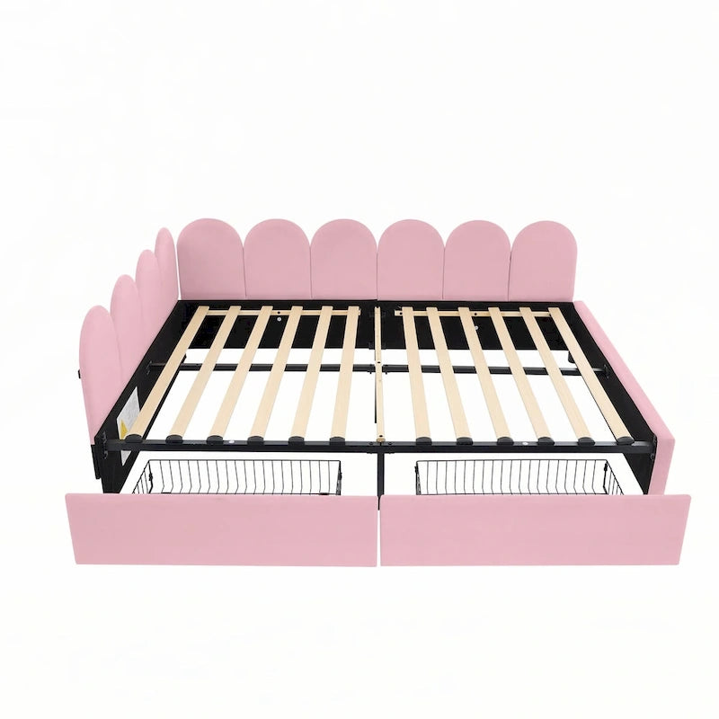 Full Size Upholstered Daybed with 2 Drawers