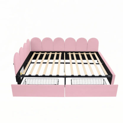 Full Size Upholstered Daybed with 2 Drawers