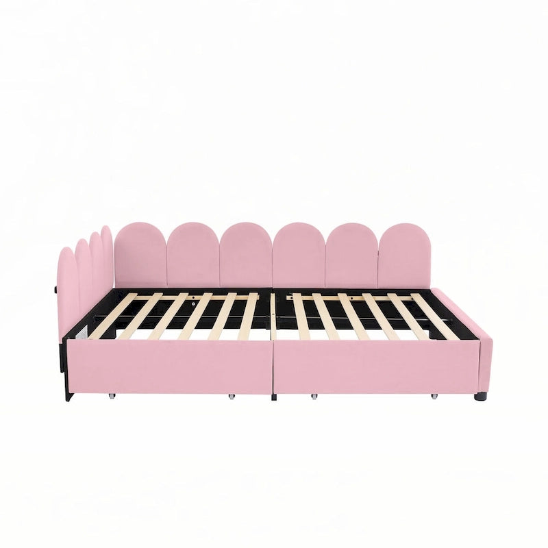Full Size Upholstered Daybed with 2 Drawers