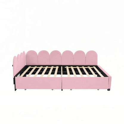 Full Size Upholstered Daybed with 2 Drawers