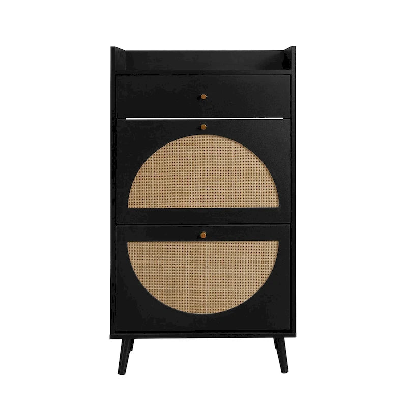 Rattan, Allen 2 door 1 drawer cabinet, shoe rack, double layer, suitable for entrance