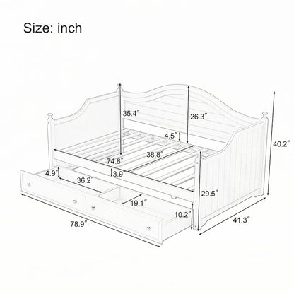 Twin Size Wood Daybed with Drawers