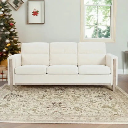 Larb Modern Solid Wood Three-Seater Sofa Couch by Christopher Knight Home