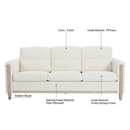 Larb Modern Solid Wood Three-Seater Sofa Couch by Christopher Knight Home