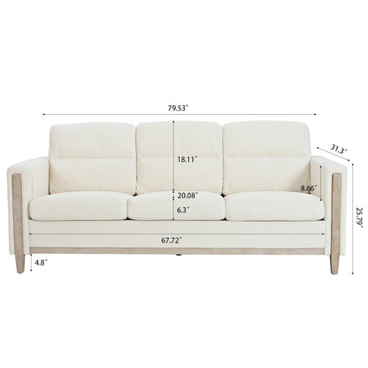 Larb Modern Solid Wood Three-Seater Sofa Couch by Christopher Knight Home