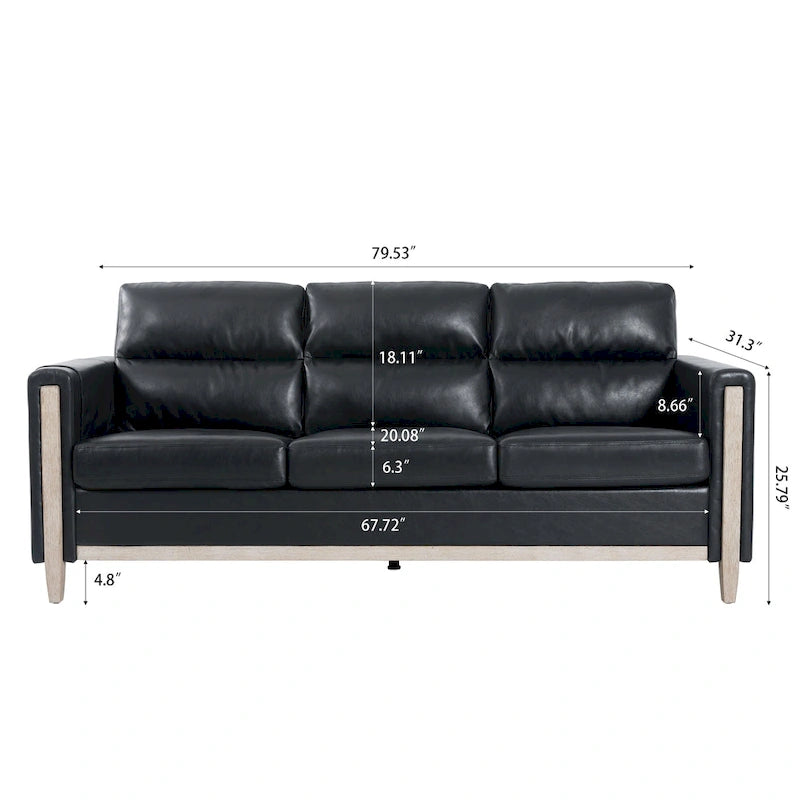 Larb Modern Solid Wood Three-Seater Sofa Couch by Christopher Knight Home