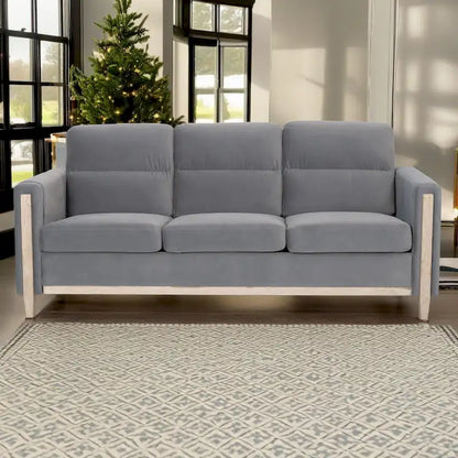 Larb Modern Solid Wood Three-Seater Sofa Couch by Christopher Knight Home
