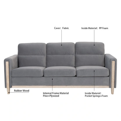 Larb Modern Solid Wood Three-Seater Sofa Couch by Christopher Knight Home