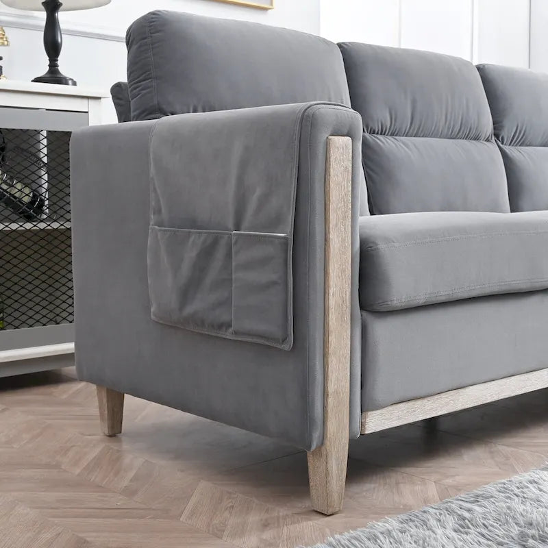 Larb Modern Solid Wood Three-Seater Sofa Couch by Christopher Knight Home