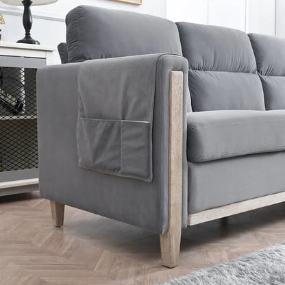 Larb Modern Solid Wood Three-Seater Sofa Couch by Christopher Knight Home