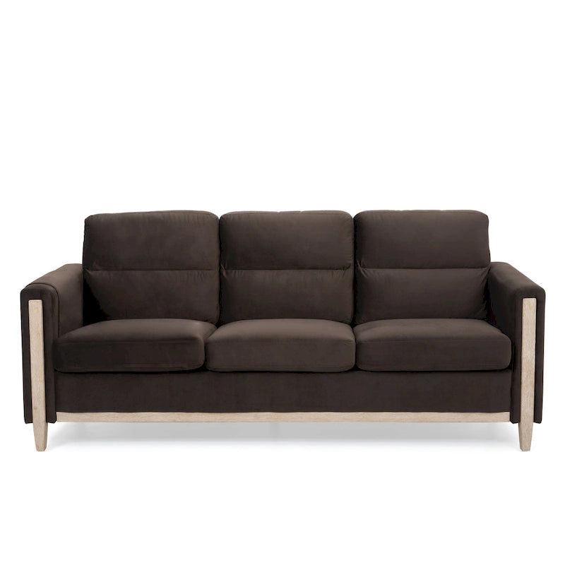 Larb Modern Solid Wood Three-Seater Sofa Couch by Christopher Knight Home