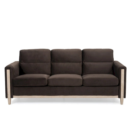 Larb Modern Solid Wood Three-Seater Sofa Couch by Christopher Knight Home
