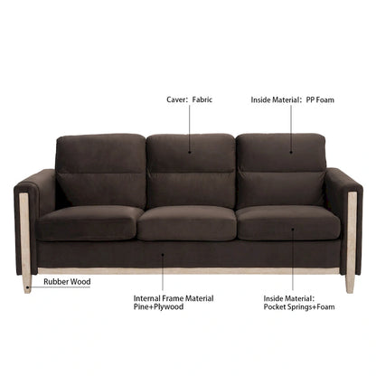 Larb Modern Solid Wood Three-Seater Sofa Couch by Christopher Knight Home