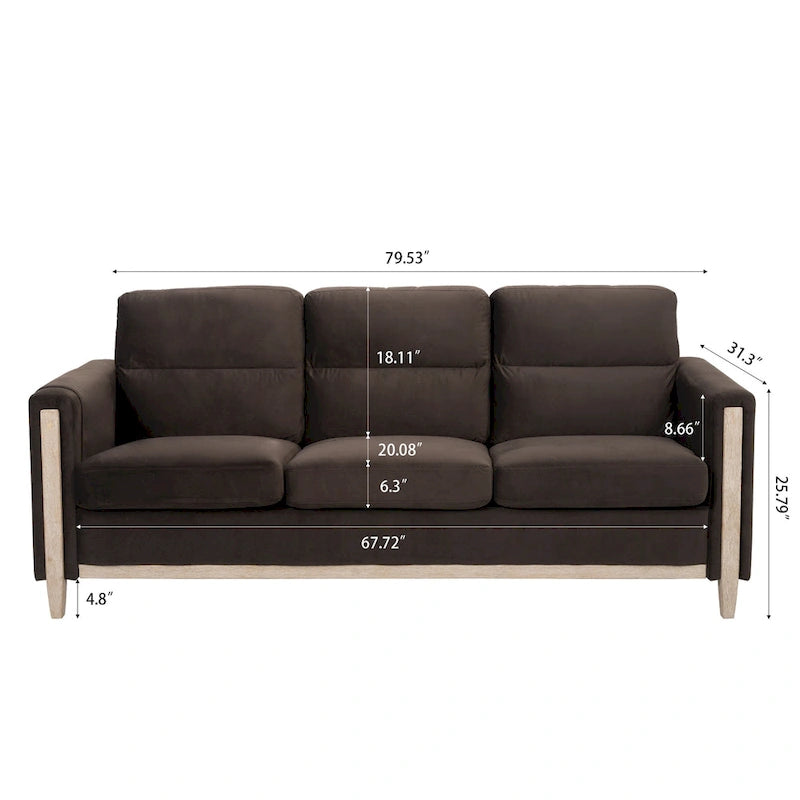 Larb Modern Solid Wood Three-Seater Sofa Couch by Christopher Knight Home
