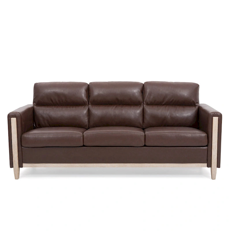 Larb Modern Solid Wood Three-Seater Sofa Couch by Christopher Knight Home