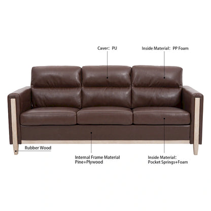 Larb Modern Solid Wood Three-Seater Sofa Couch by Christopher Knight Home