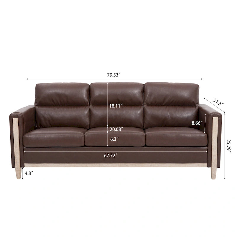 Larb Modern Solid Wood Three-Seater Sofa Couch by Christopher Knight Home