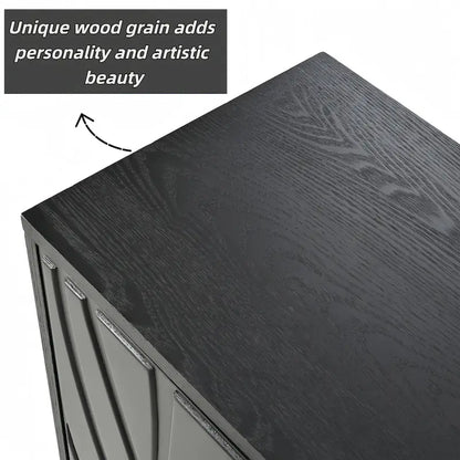 Creative carved 4-door Sideboard Handleless Press-to-Open Design Buffet Cabinet for Dining Room,Living Room, Bedroom, Hallway