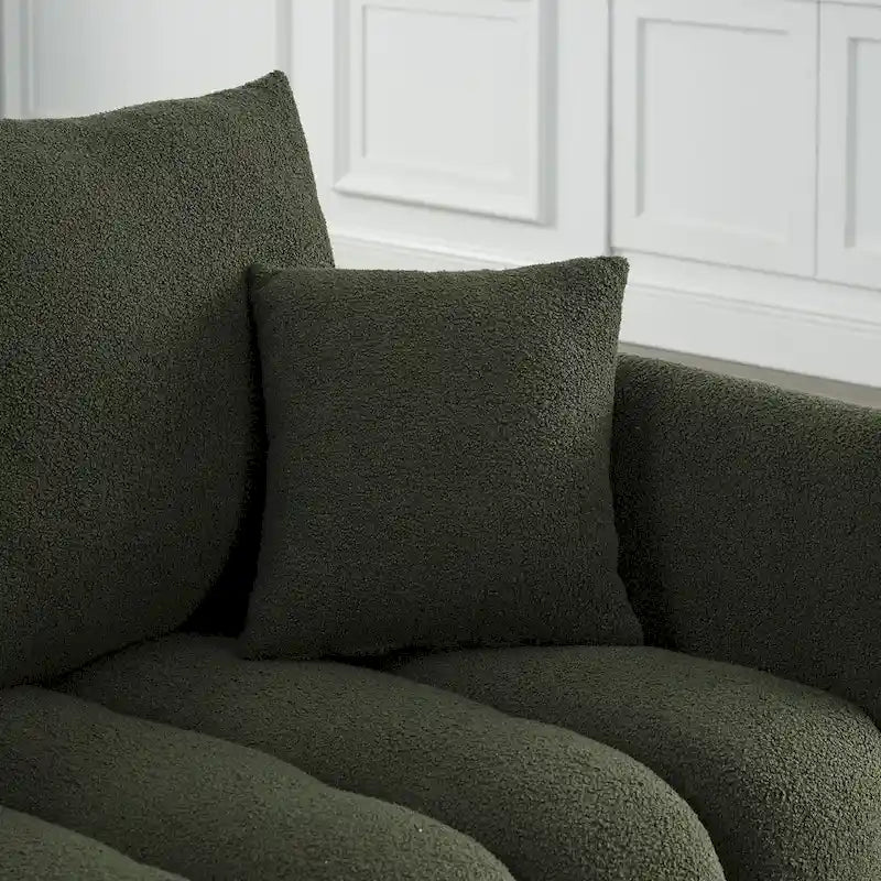 2-Pieces 6-Seat Teddy Fabric Sectional Sofa Set (3+3) with Wooden Frame & 6 Pillows - image 6