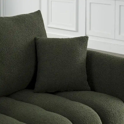 2-Pieces 6-Seat Teddy Fabric Sectional Sofa Set (3+3) with Wooden Frame & 6 Pillows - image 6