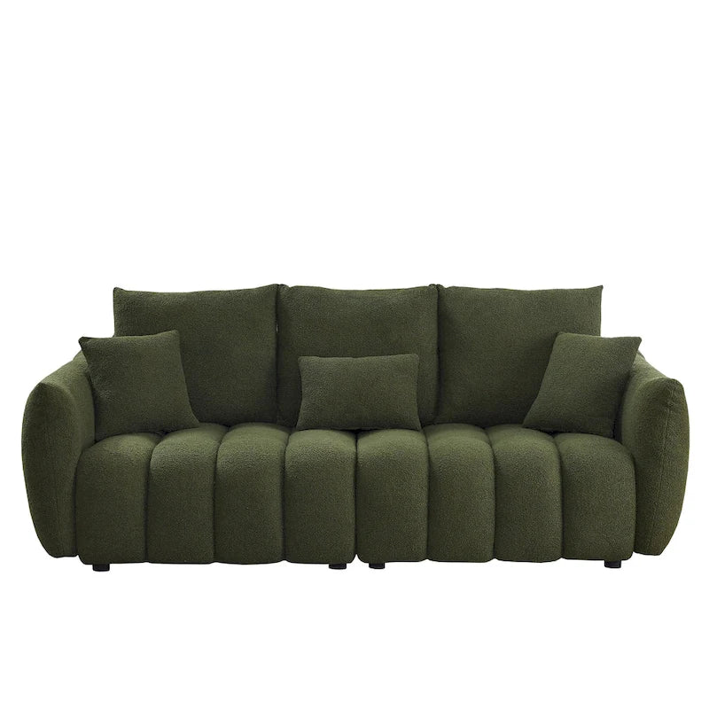 2-Pieces 6-Seat Teddy Fabric Sectional Sofa Set (3+3) with Wooden Frame & 6 Pillows - image 10