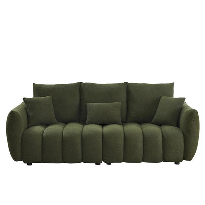 2-Pieces 6-Seat Teddy Fabric Sectional Sofa Set (3+3) with Wooden Frame & 6 Pillows - image 10