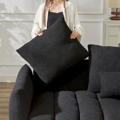 2-Pieces 6-Seat Teddy Fabric Sectional Sofa Set (3+3) with Wooden Frame & 6 Pillows - image 19