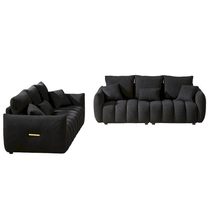 2-Pieces 6-Seat Teddy Fabric Sectional Sofa Set (3+3) with Wooden Frame & 6 Pillows - image 21