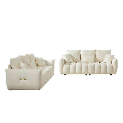2-Pieces 6-Seat Teddy Fabric Sectional Sofa Set (3+3) with Wooden Frame & 6 Pillows - image 30