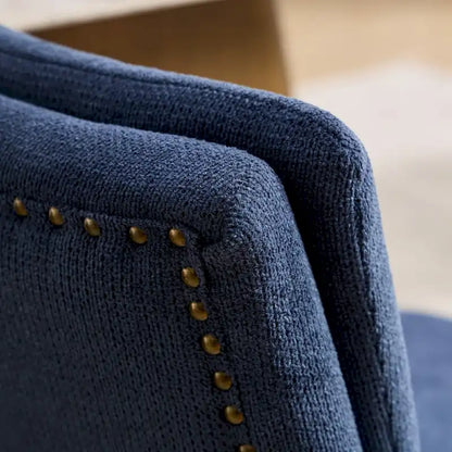 Double-layer Cushioned Dining Chairs Set of 2 Chenille Mid-Back Chair with Nailhead Trim Side Chair with Bent Wood Legs