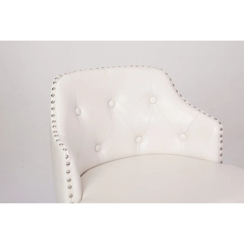 Vintage Set of 2 Swivel Bar Stools with Button-Tufted Backrest, Nailhead Trim, Metal Legs for Kitchen Island Dining Room Bar