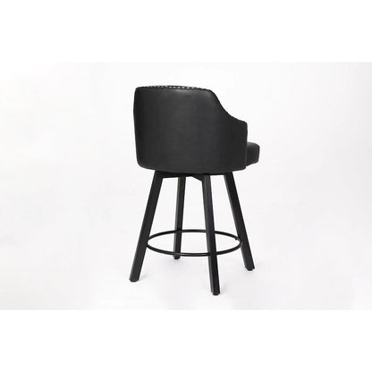 Vintage Set of 2 Swivel Bar Stools with Button-Tufted Backrest, Nailhead Trim, Metal Legs for Kitchen Island Dining Room Bar