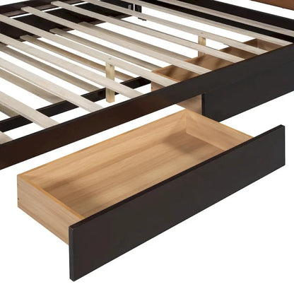 Queen Wood Platform Bed with 2 Drawers & Twin XL Trundle