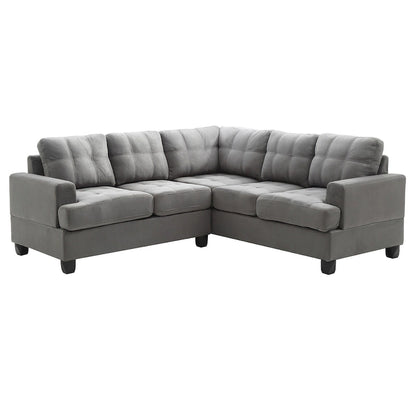 Tufted Microsuede L-Shape Sectional Sofa - 80 - Gray
