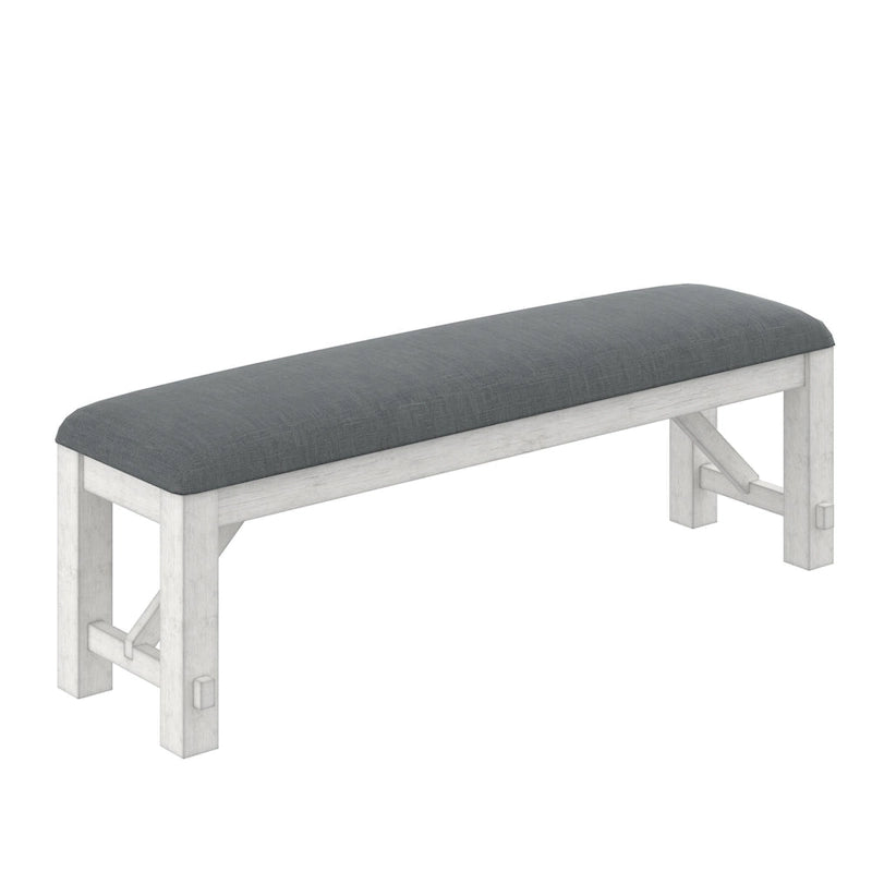 VECELO Dining Table Set with Bench, Solid Wood Rectangular Extendable Dining Table & 4 Solid Wood Dining Chairs