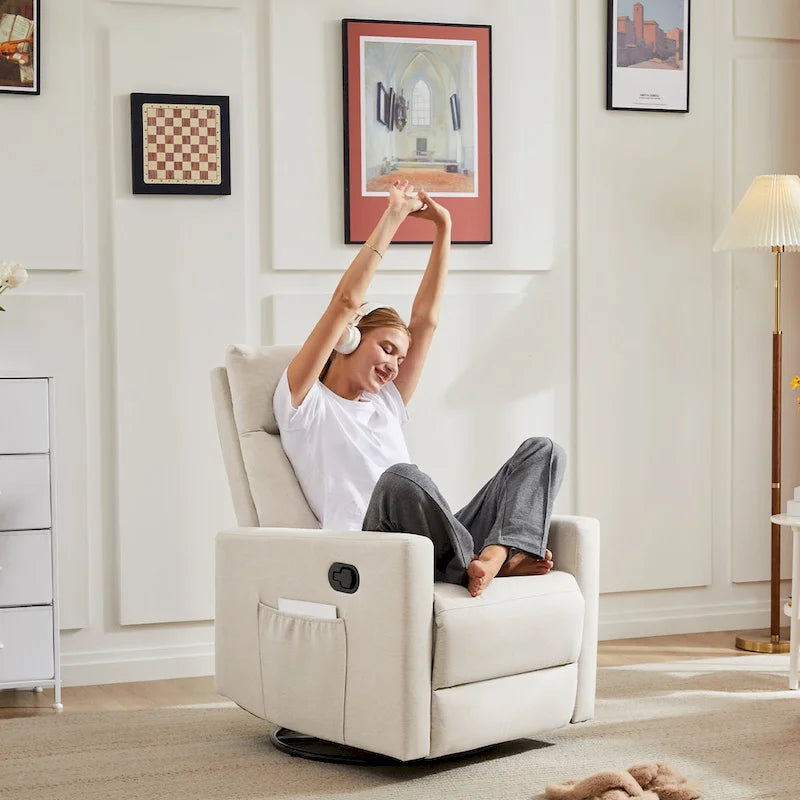 Manual Recliner Chair with Swivel & Glide