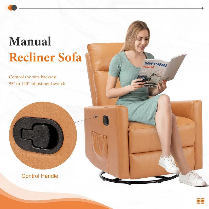 Manual Recliner Chair with Swivel & Glide