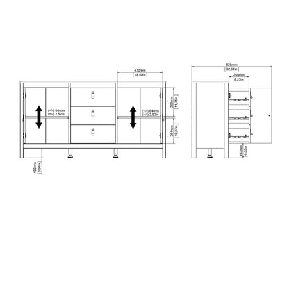Porch & Den Madrid 2-Door Sideboard with 3-Drawers