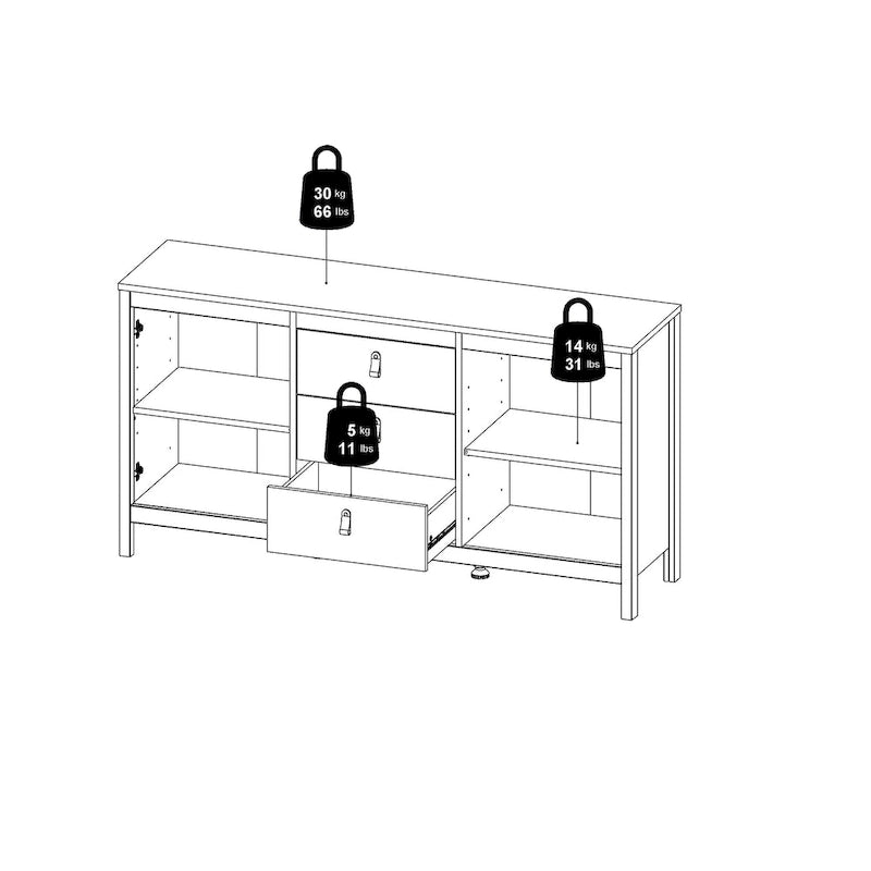 Porch & Den Madrid 2-Door Sideboard with 3-Drawers
