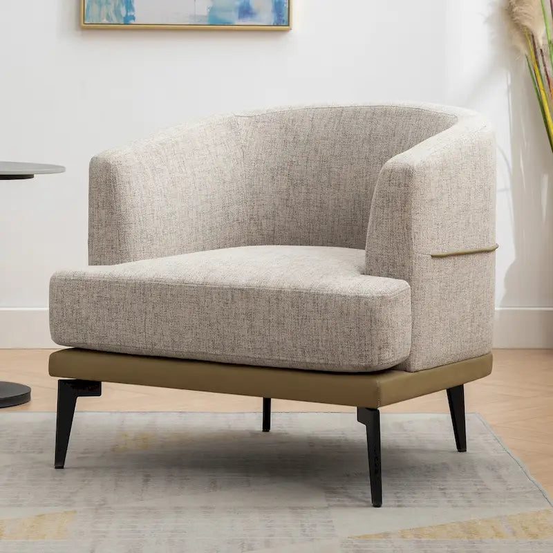 Modern Two-tone Barrel Fabric Chair for Living Room