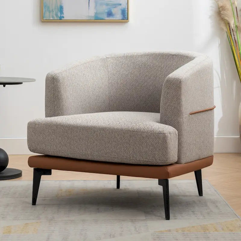 Modern Two-tone Barrel Fabric Chair for Living Room