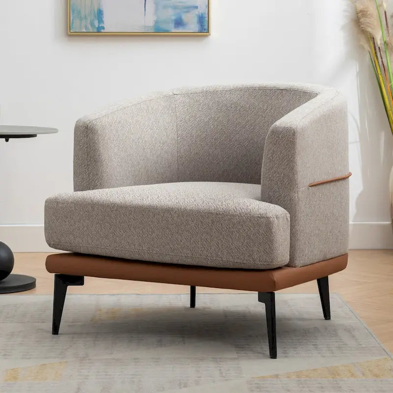 Modern Two-tone Barrel Fabric Chair for Living Room