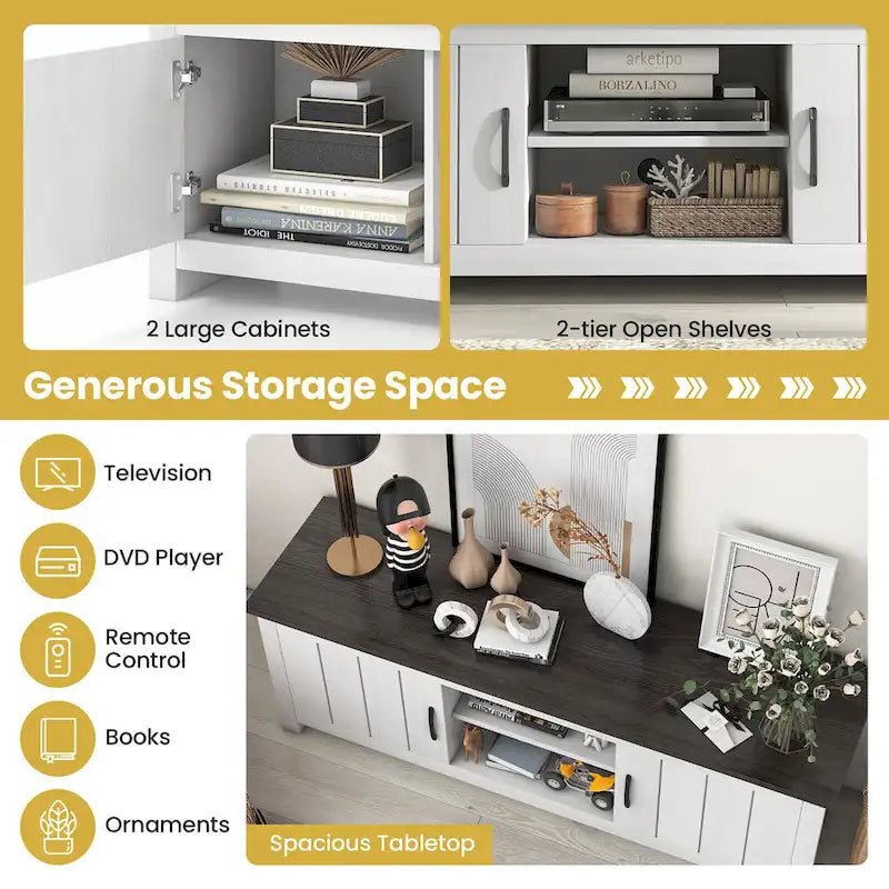 Gymax Farmhouse TV Stand for TVs up to 65 Media Console Center w/