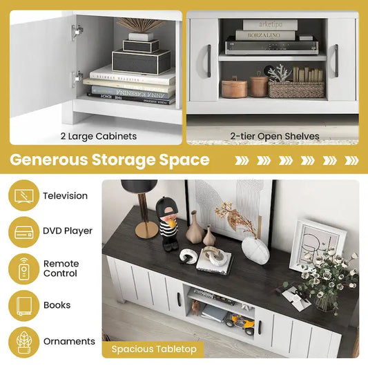 Gymax Farmhouse TV Stand for TVs up to 65 Media Console Center w/