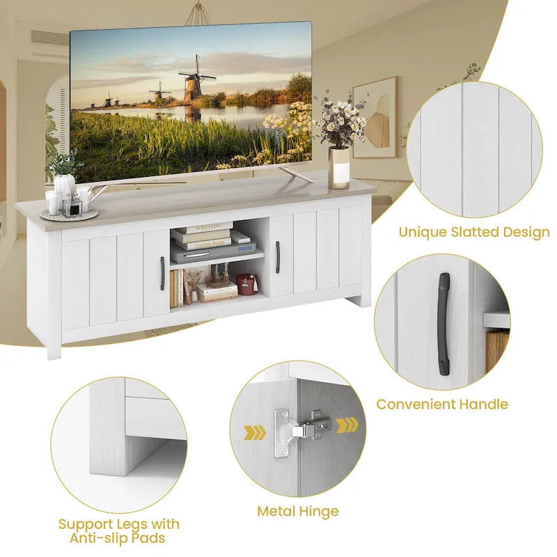 Gymax Farmhouse TV Stand for TVs up to 65 Media Console Center w/