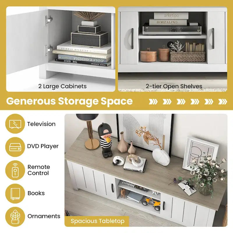 Gymax Farmhouse TV Stand for TVs up to 65 Media Console Center w/